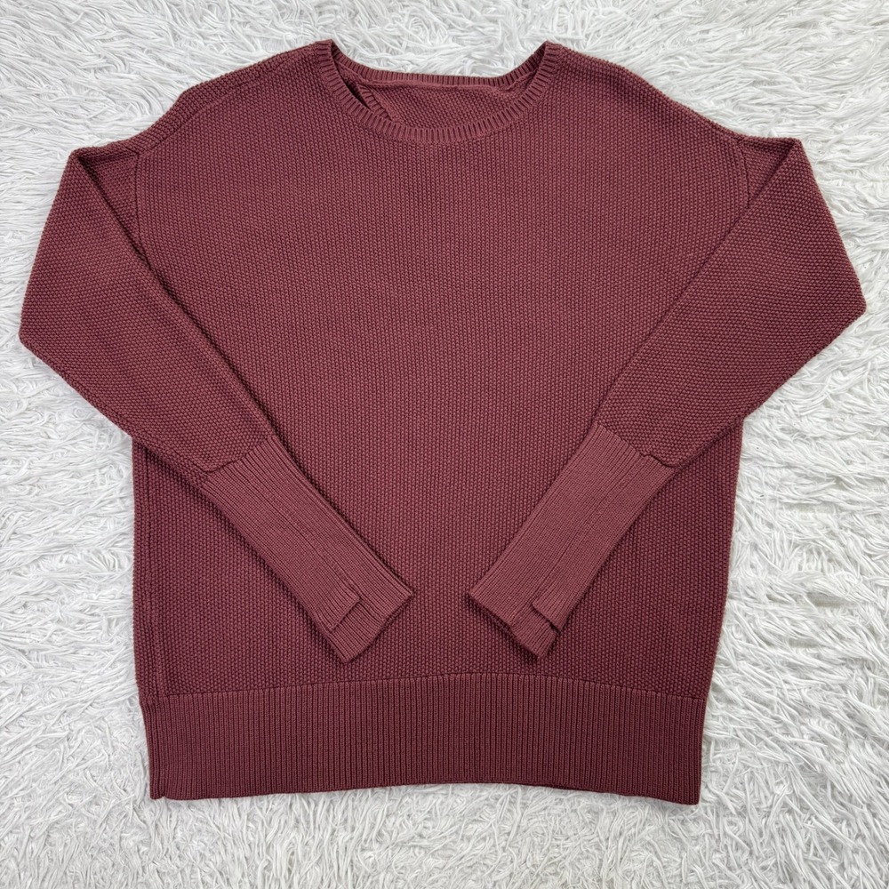Lululemon Sweater Womens Large Brown Cashlu Crossover Back Pullover Thumb Holes